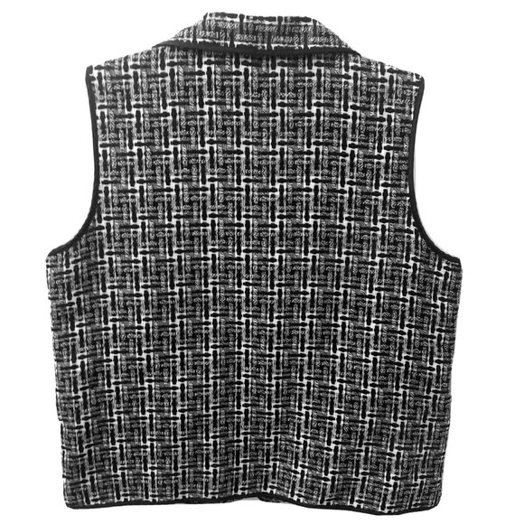 Christopher & Banks Vest Large Woven Toggle Buttons Black White - Picture 3 of 6